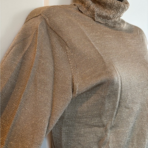 Spanner gold sparkle long sleeve turtleneck sweater - size L - Picture 2 of 10